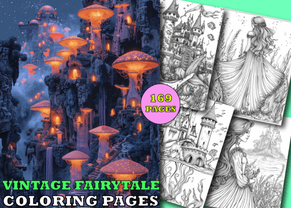 Vintage Fairytale Adult Coloring Pages