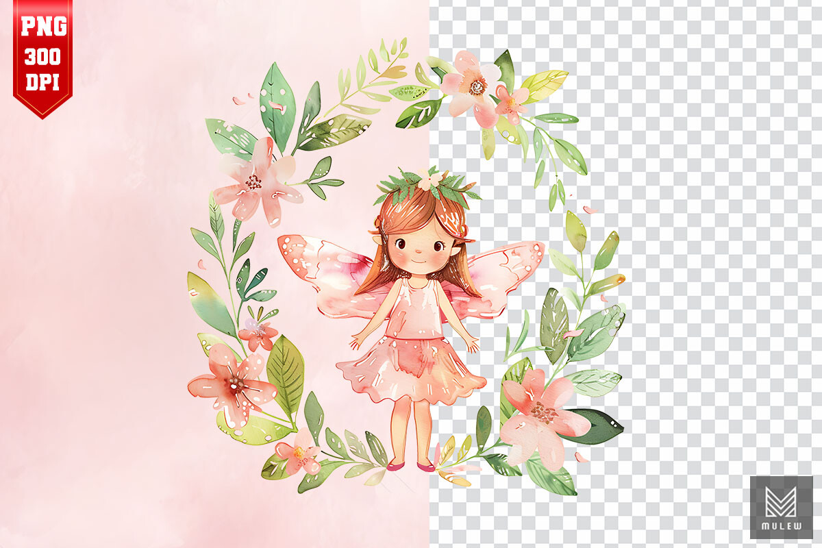 Watercolor Cute Little Fairy Sublimation Graphic by Mulew · Creative ...