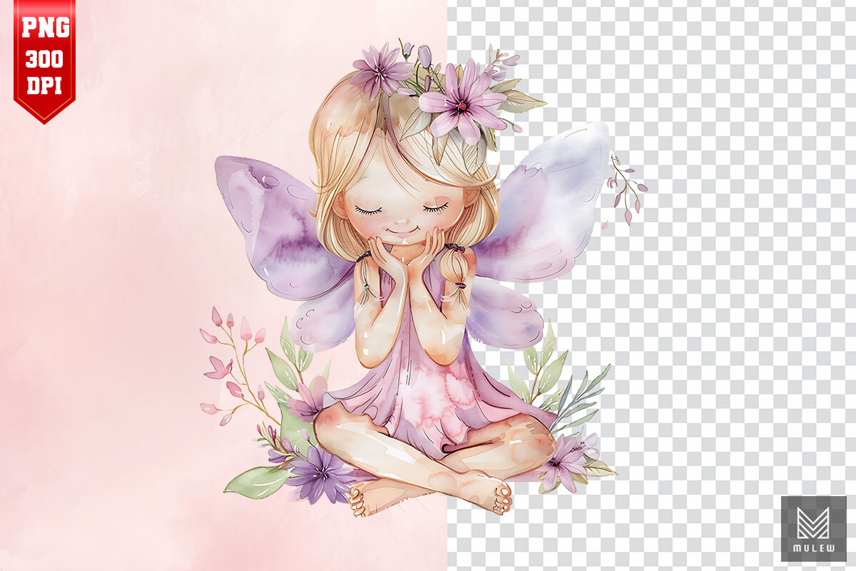Watercolor Cute Little Fairy Sublimation Graphic by Mulew · Creative ...