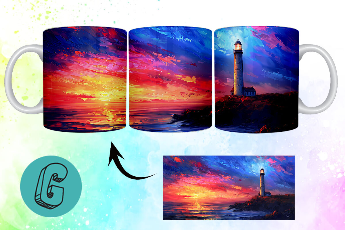 3D Oil Paint Lighthouse Mug Wrap 04 Graphic by Glamour · Creative Fabrica