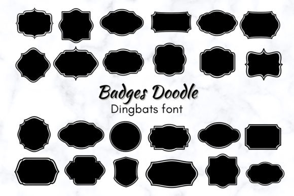Preview of Badges Doodle dingbat font