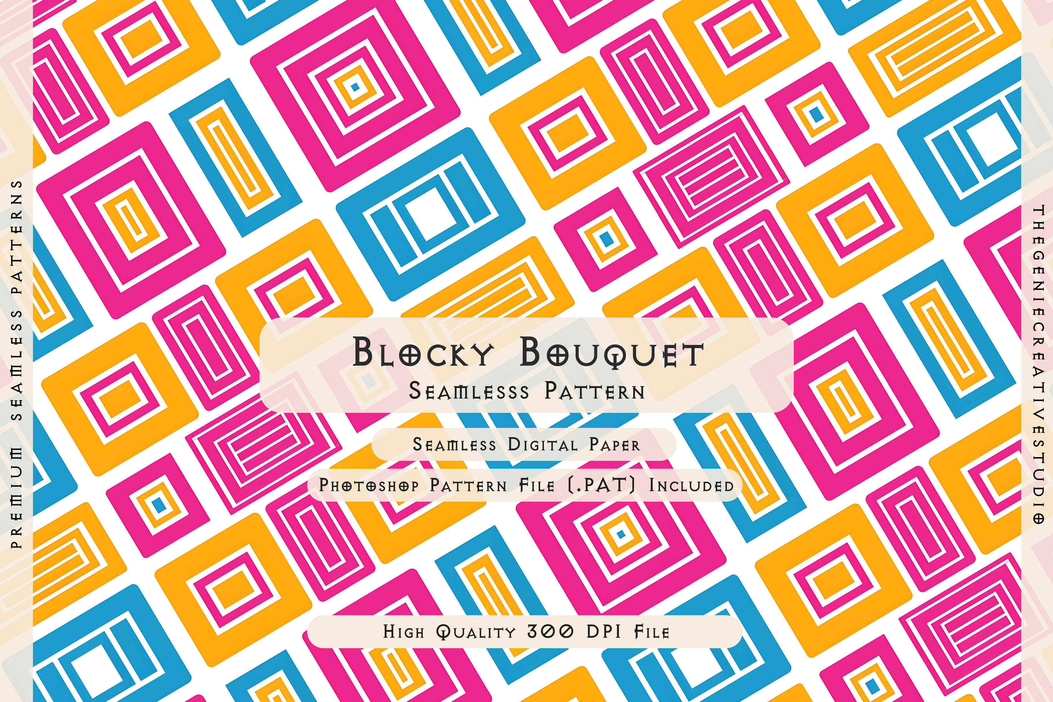 Blocky Cool Patterns Blocky Bouquet Seamless Digital Pattern Graphic by ...