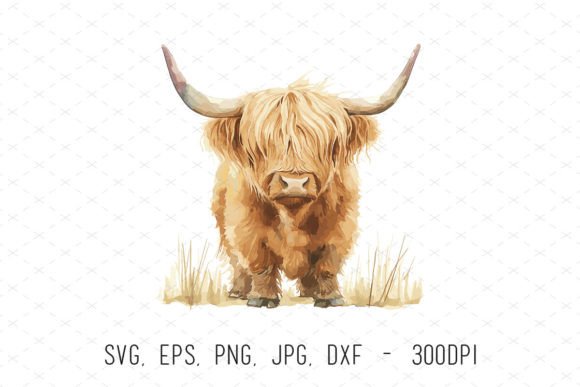 Cute Watercolor Highland Cow Clipart Graphic Illustrations By ArtCursor
