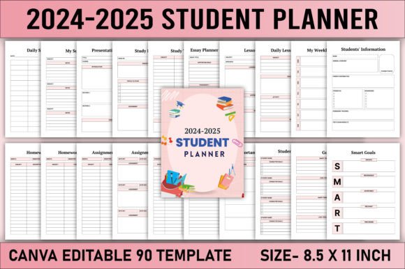 Editable 2024-2025 Student Planner Canva - Digital