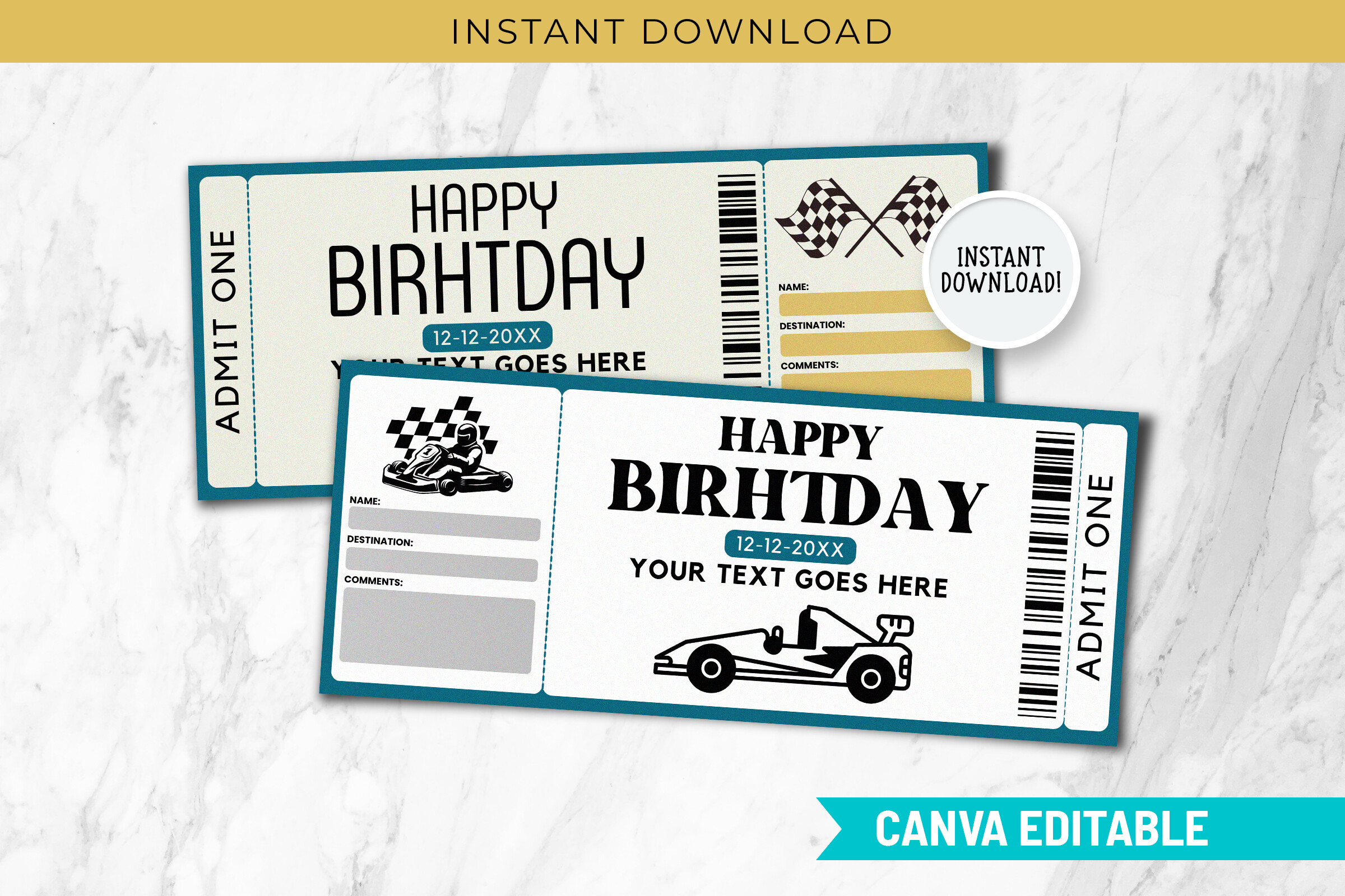 Editable Digital Racing Ticket Canva