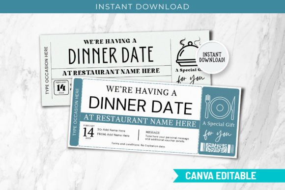 Editable Dinner Date Voucher Canva