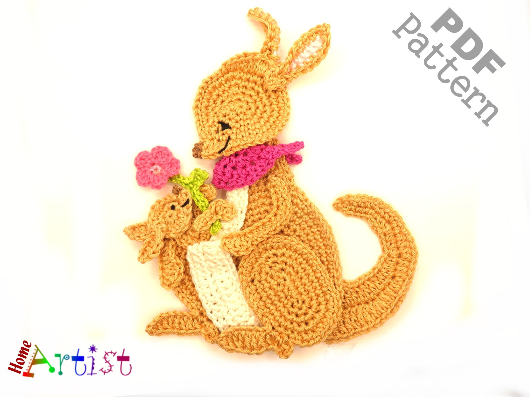 Kangaroo Crochet Applique Pattern