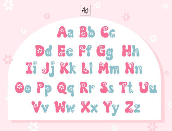 Retro Flower Font PNG with transparent background - Preview 1