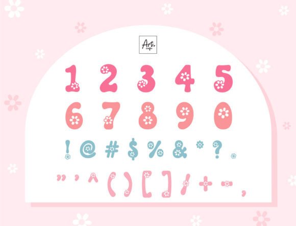 Retro Flower Font PNG with transparent background - Preview 2