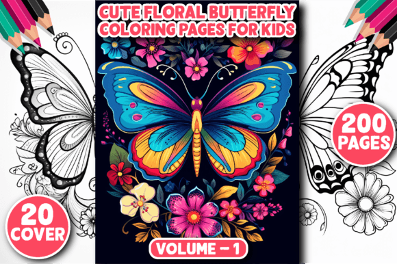 200 Cute Floral Butterfly Coloring Pages