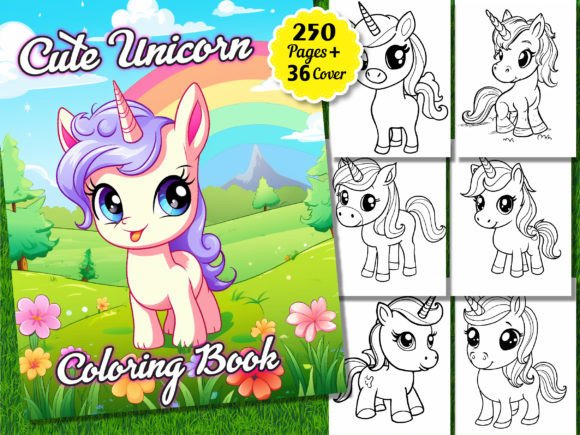 250 Cute Unicorn Coloring Pages for Kids