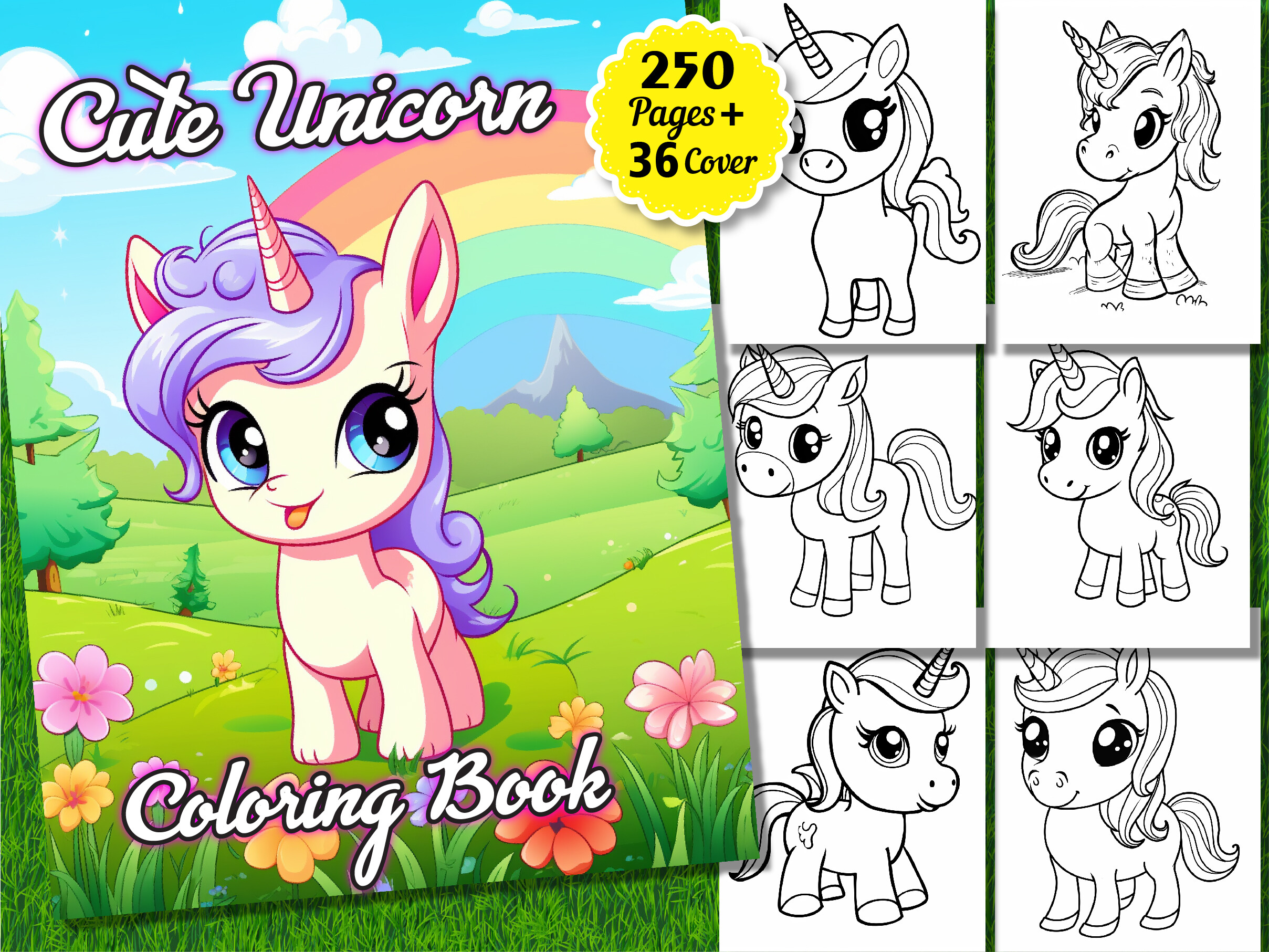 250 Cute Unicorn Coloring Pages for Kids