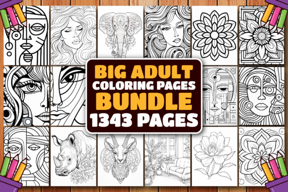 BIG New 1343 Adult Coloring Pages Bundle