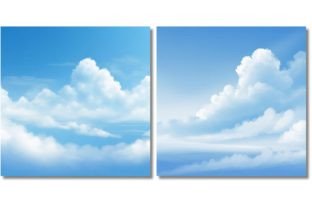 Blue Sky with Clouds Digital Paper Pack Graphic by VYCstore · Creative ...