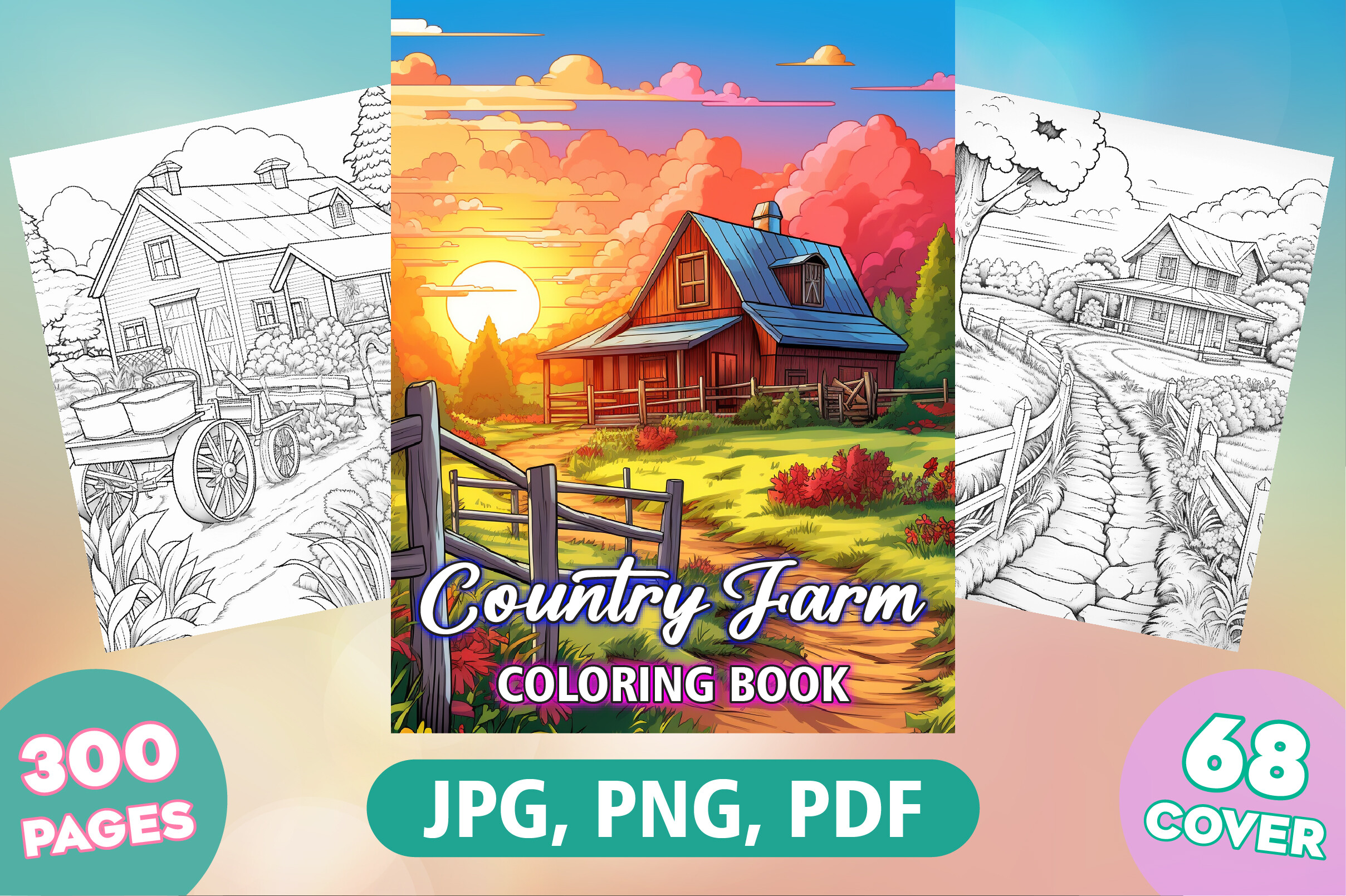 Country Farm Coloring Pages for Adults