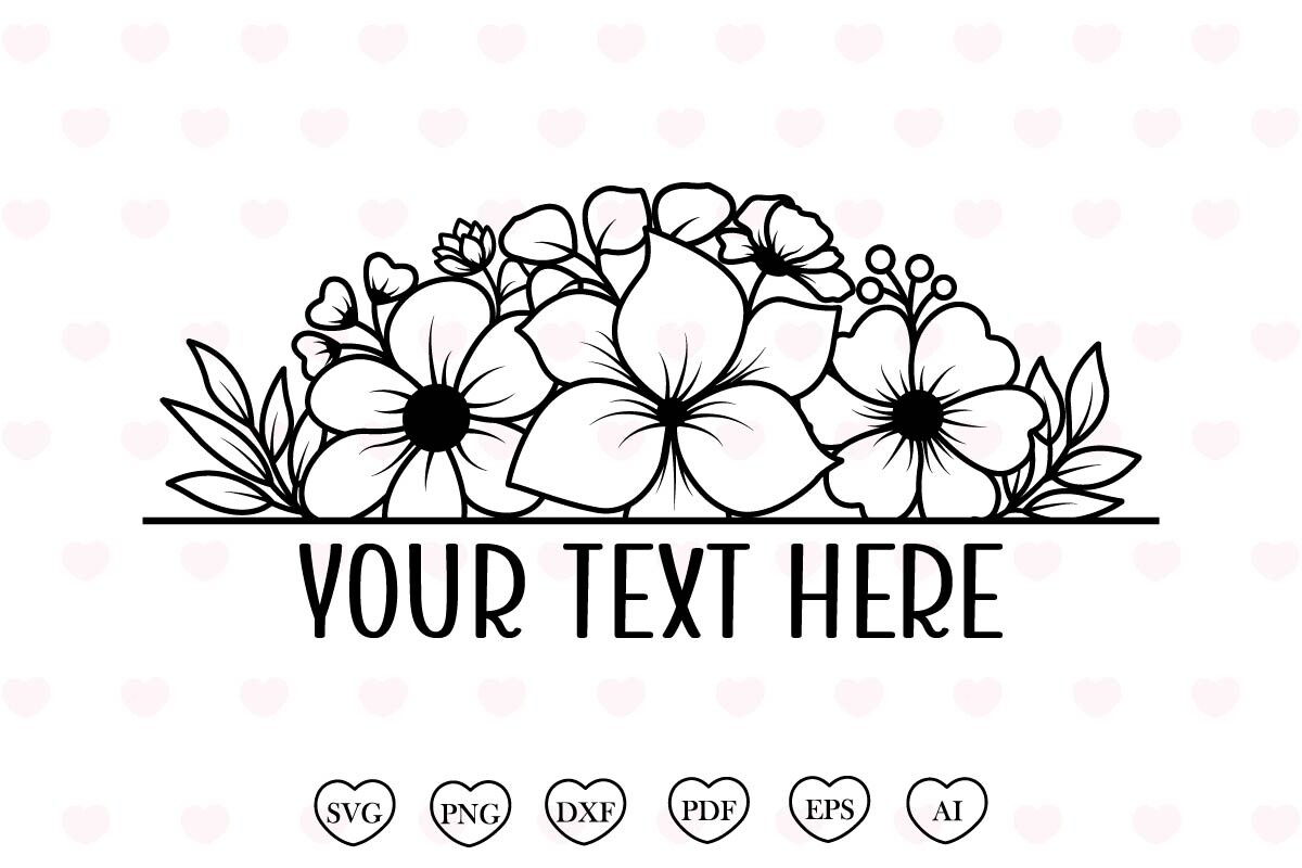 Floral Split Monogram Svg Flower Svg Graphic by Tadashop Design ...