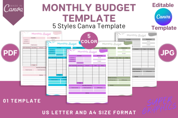 Monthly Budget Planner Canva Template V2