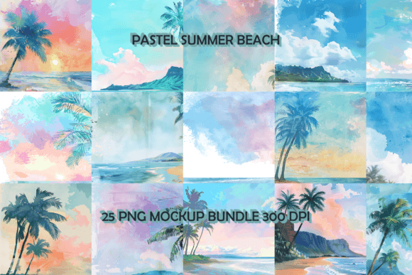 Pastel Summer Beach Background Bundle Graphic by Meow.Backgrounds