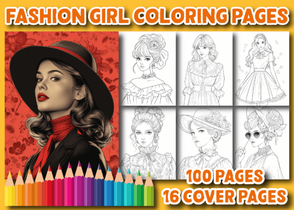 Vintage Fashion Coloring Pages for Girls
