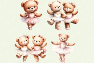 Watercolor Ballerina Teddy Bear Clipart Graphic by ymckdesignstudio ...