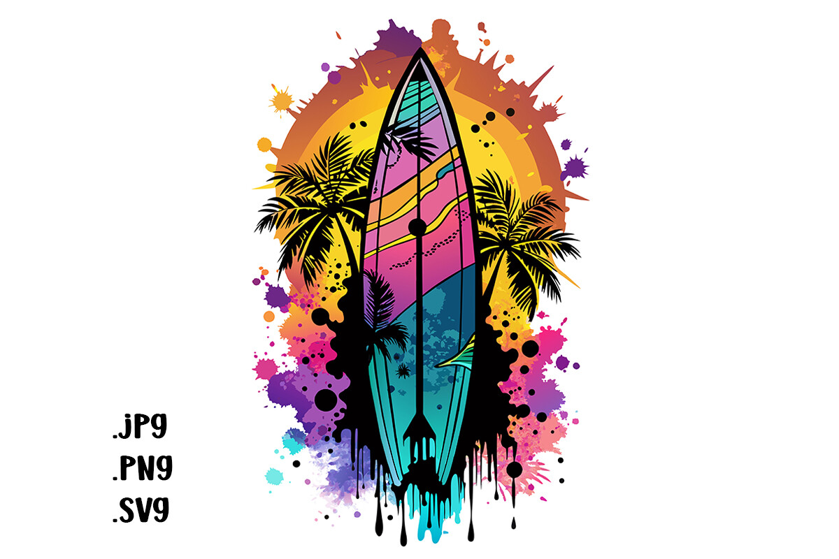 Surfboard Graphic by Joanna Redesiuk · Creative Fabrica
