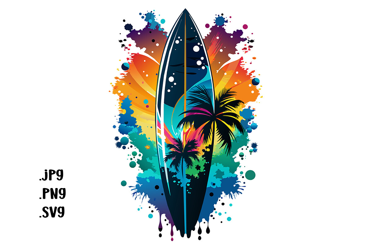 Surfboard Graphic by Joanna Redesiuk · Creative Fabrica