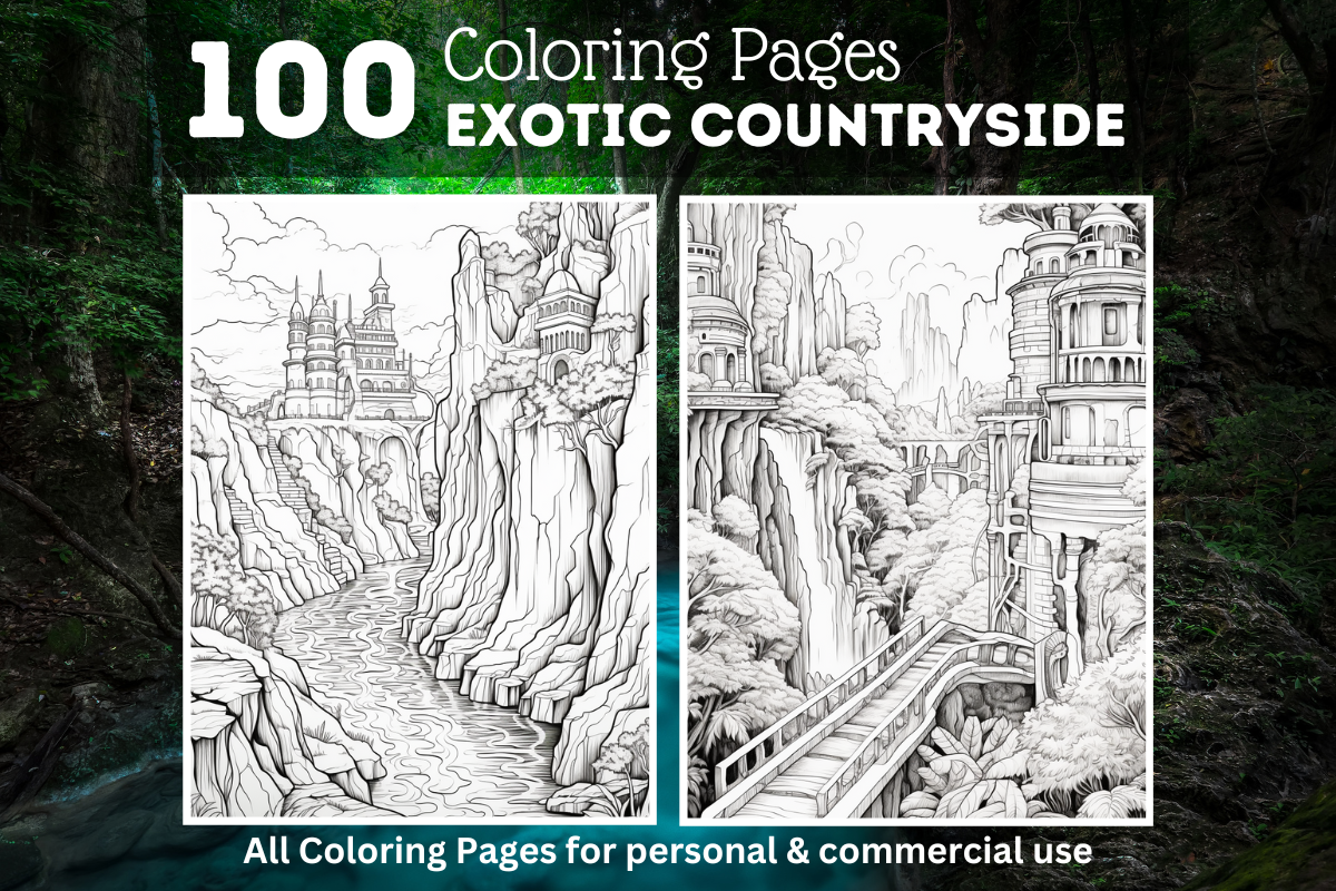 100 Landscape Coloring Pages for Books