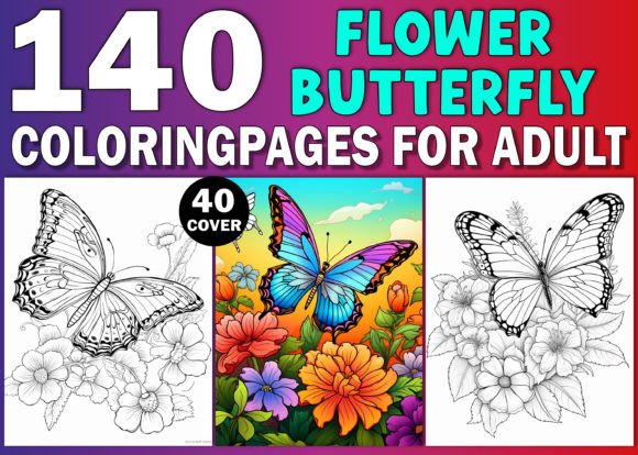 140 Adult Flower Butterfly Coloring Pages