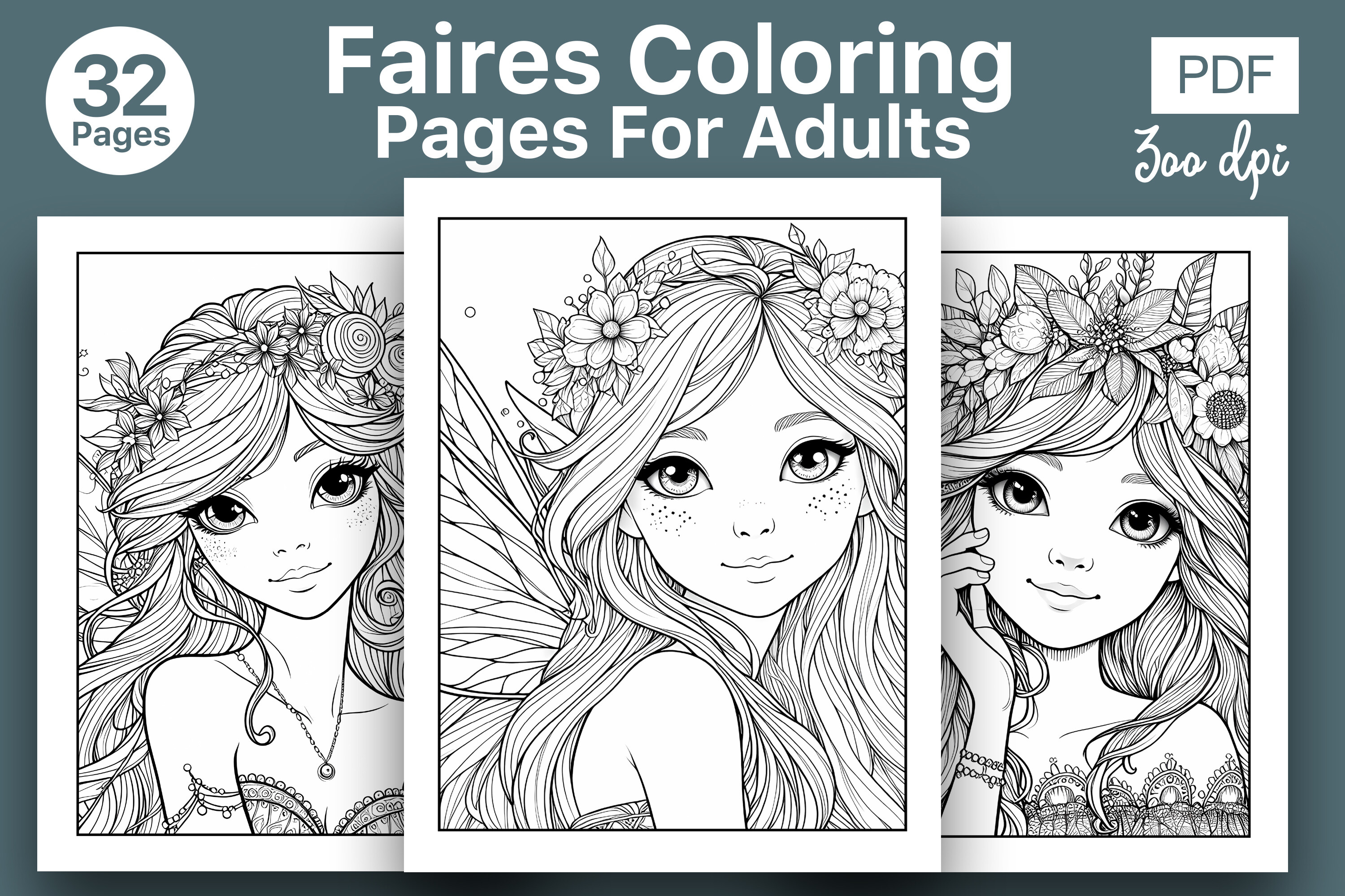 Fairies Coloring Pages for Adults