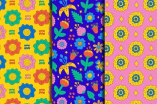 Funky Flowers Seamless Patterns Graphic by Rin Green · Creative Fabrica
