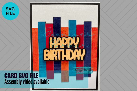 Masculine Birthday Card SVG File Stripes