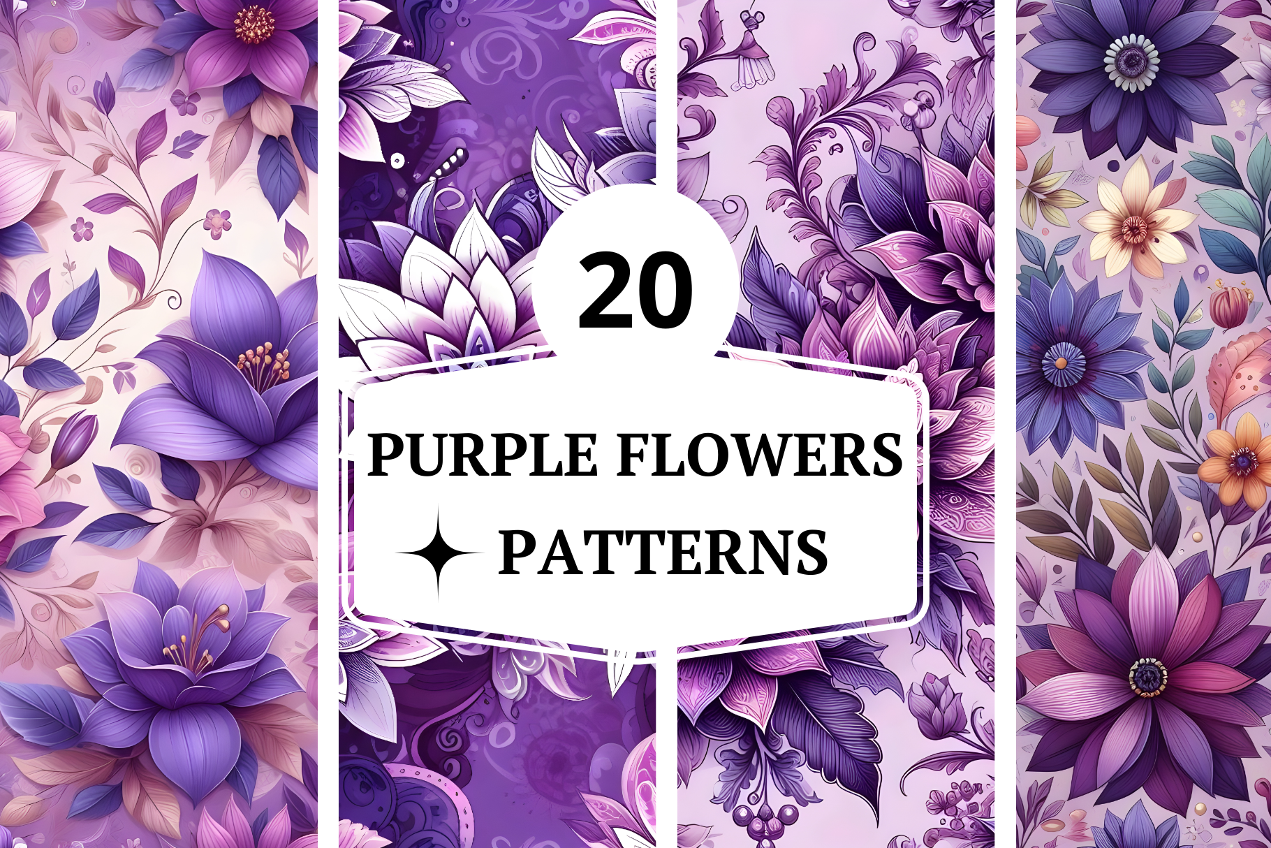 Purple Flowers Patterns Graphic by eltonrodriguesp · Creative Fabrica