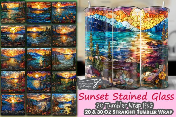 Stain Glass Sunset Tumbler Wrap Pack