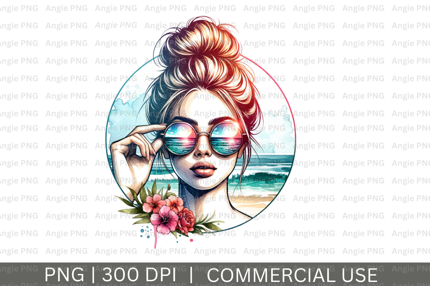 Summer Messy Bun Girl Beach PNG Graphic by angela39503 · Creative Fabrica