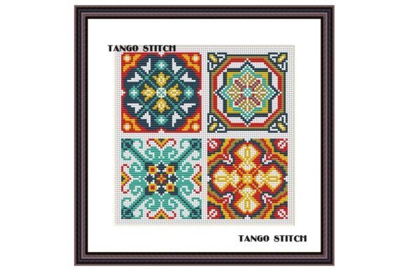 Vintage Ceramic Tiles Cross Stitch Art