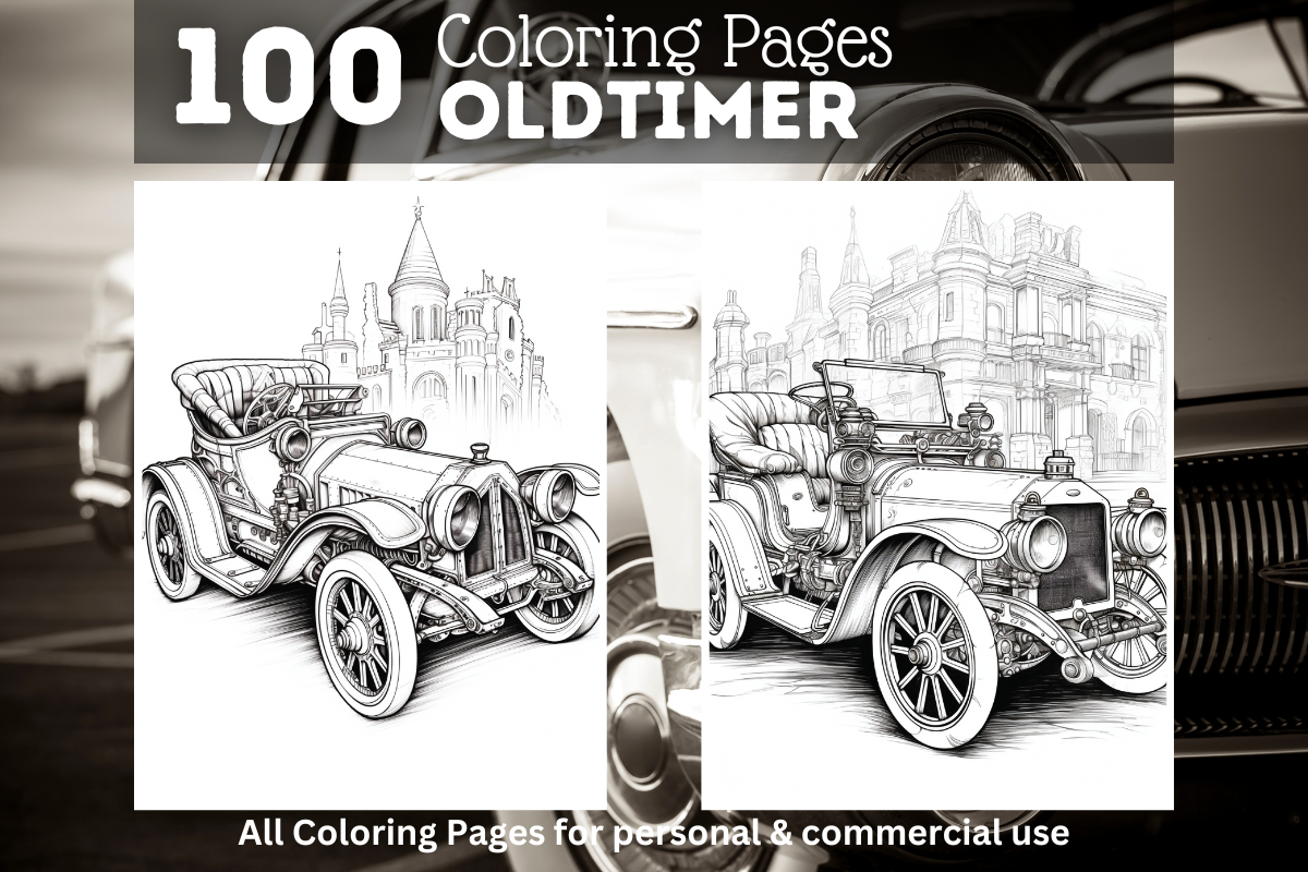 100 Oldtimer Coloring Pages for Kids