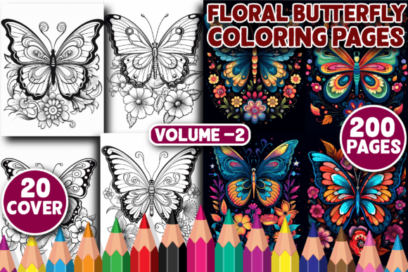 200 Floral Butterfly Coloring Pages