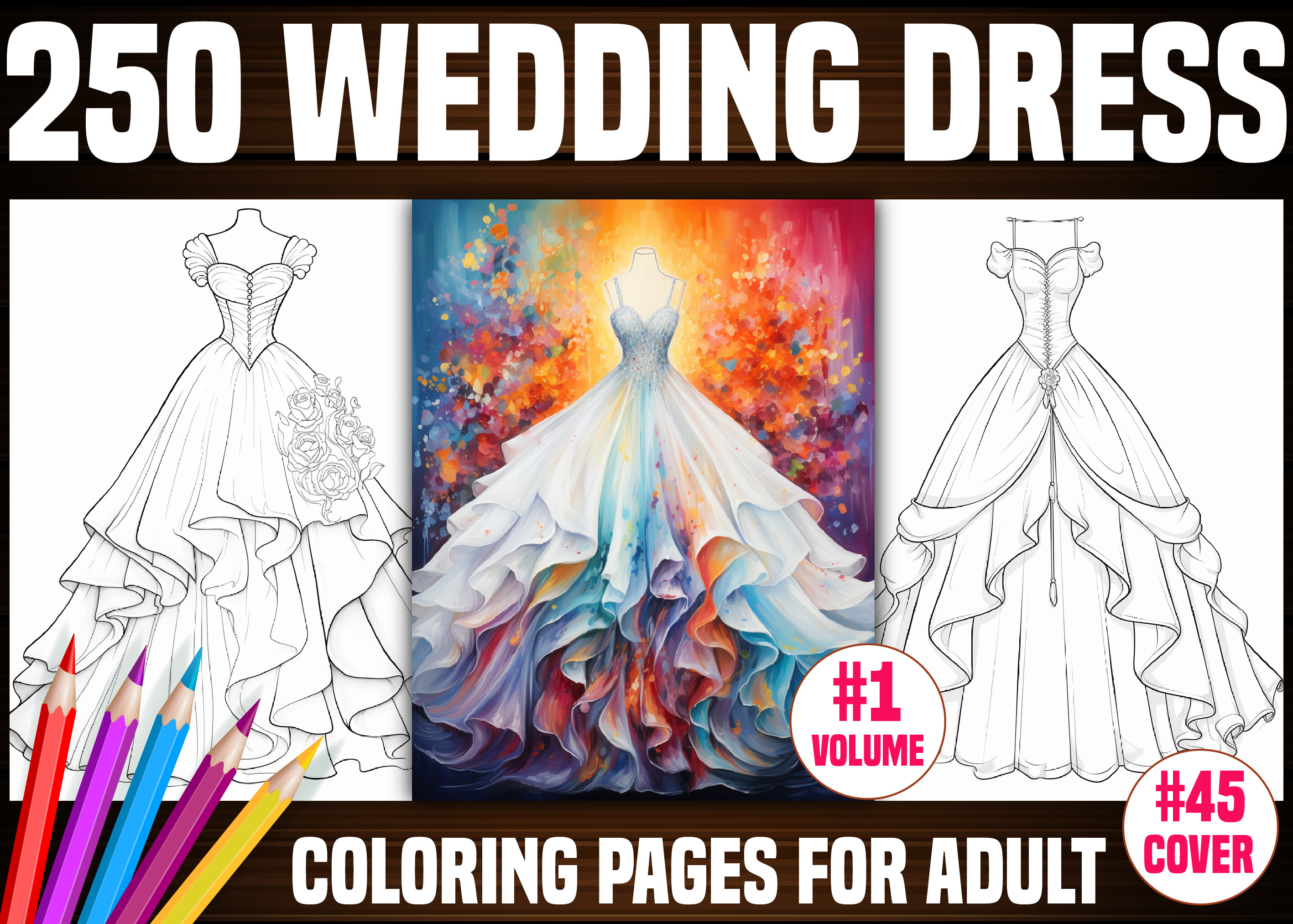 250 Wedding Dress Coloring Pages - KDP