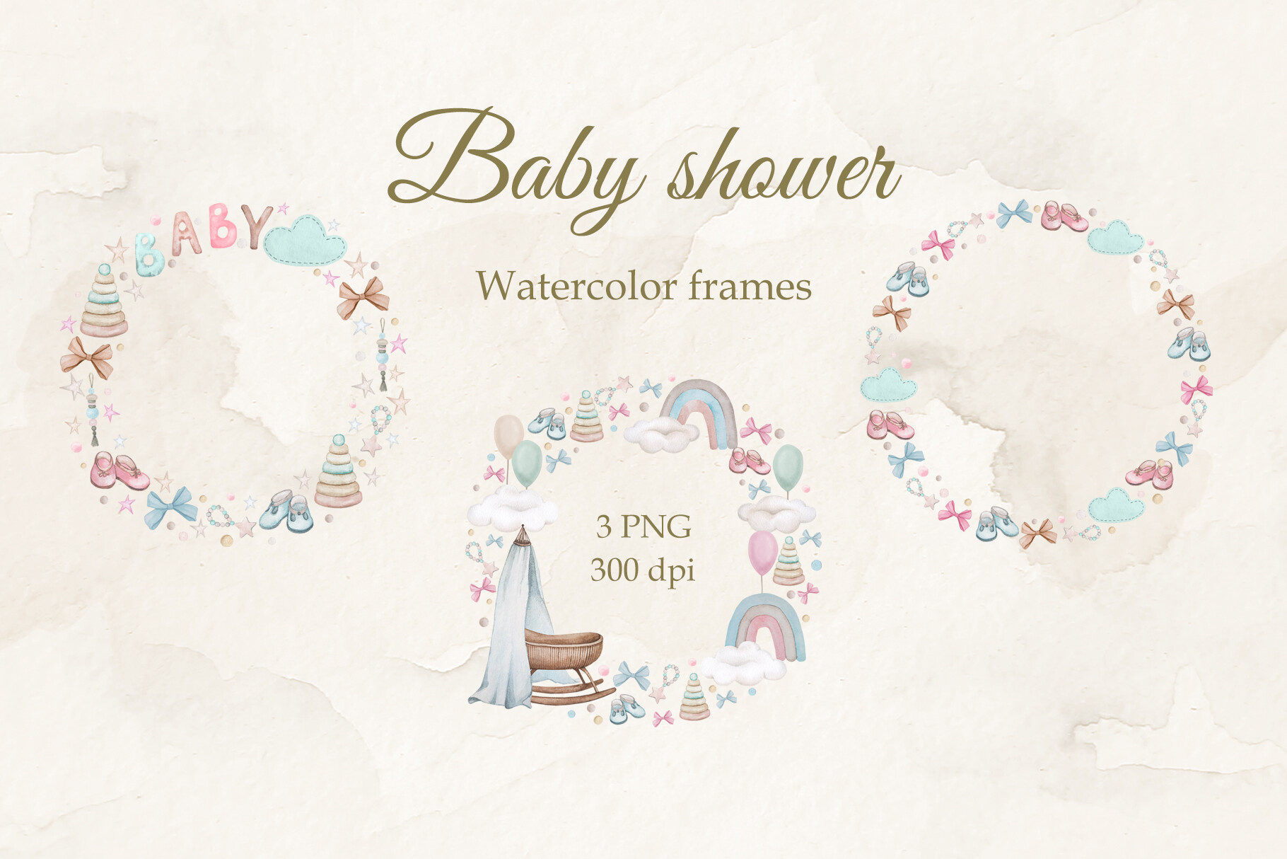 Boho Baby. Set of Frames. PNG.