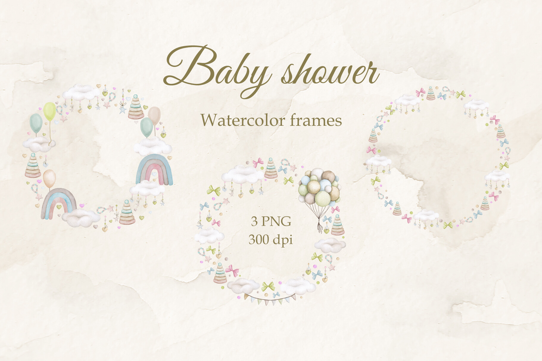 Boho Baby. Set of Frames. PNG.