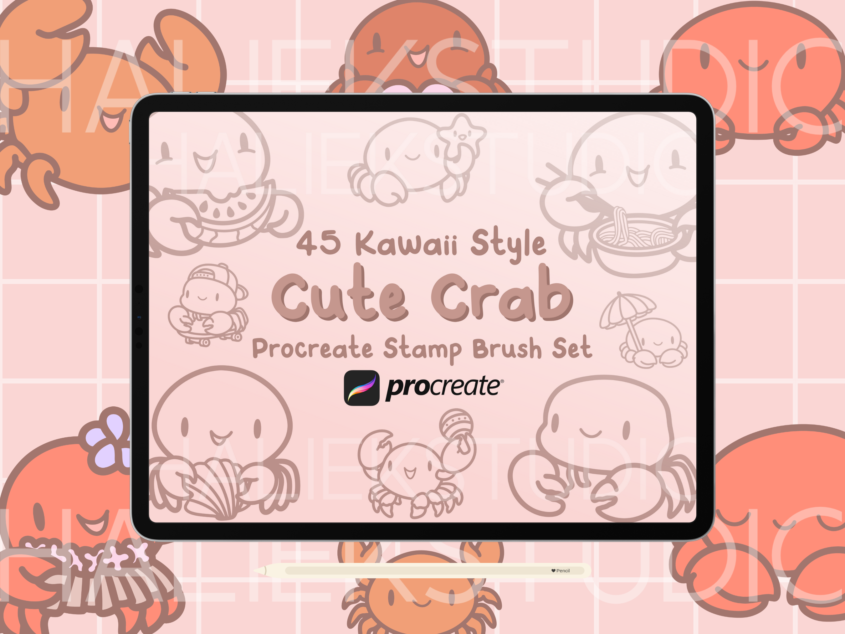 Crab Procreate Stamp Brush Set Graphic by HalieKStudio · Creative Fabrica