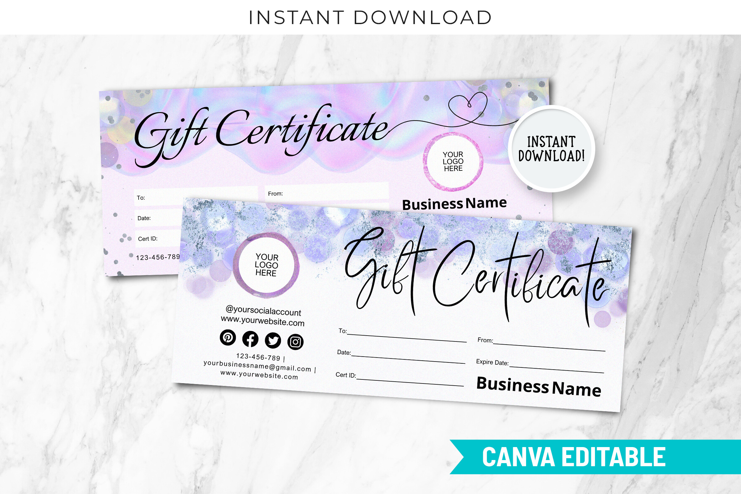Holographic Glitter Gift Certificate