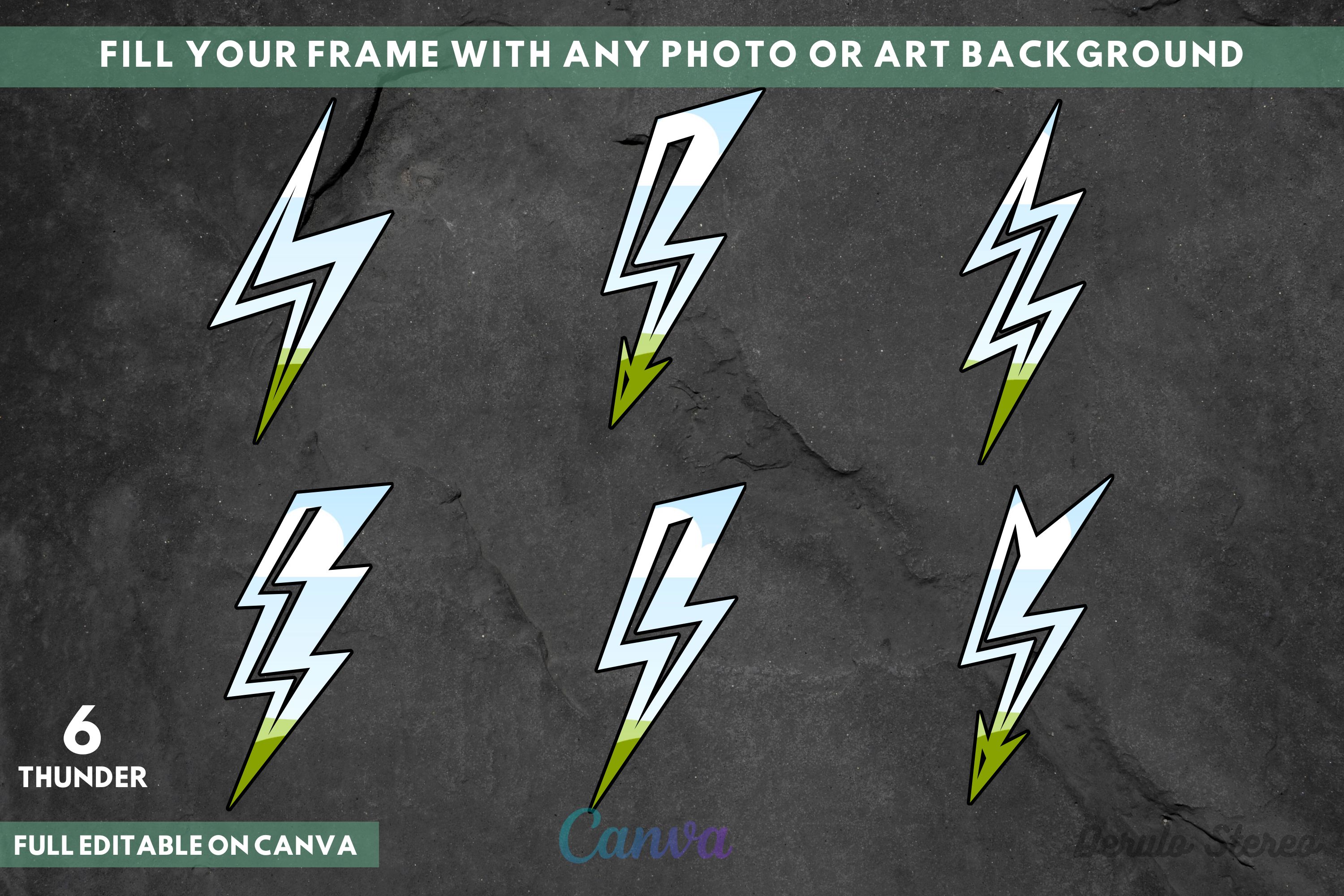 Thunder Frame Design Lightning Thunder CANVA Frame Collection Graphic by derulostereo ...