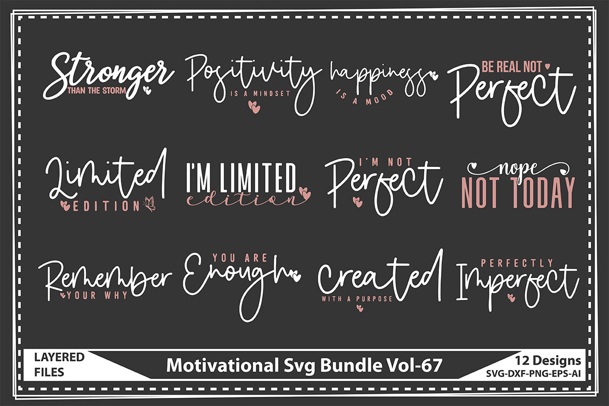 Motivational Svg Bundle Vol-67 Graphic by Craft Store · Creative Fabrica
