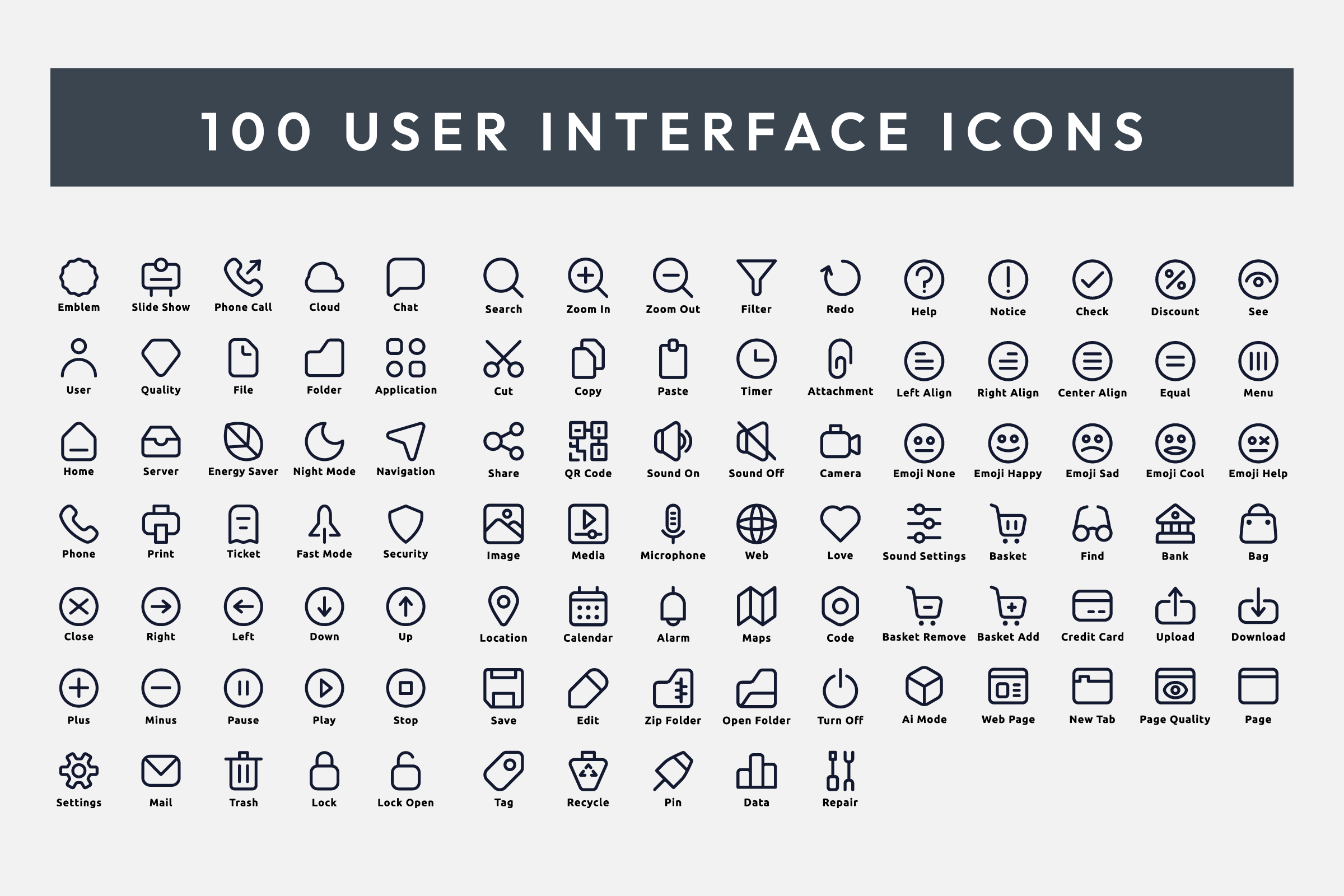 User Interface Outline Icons