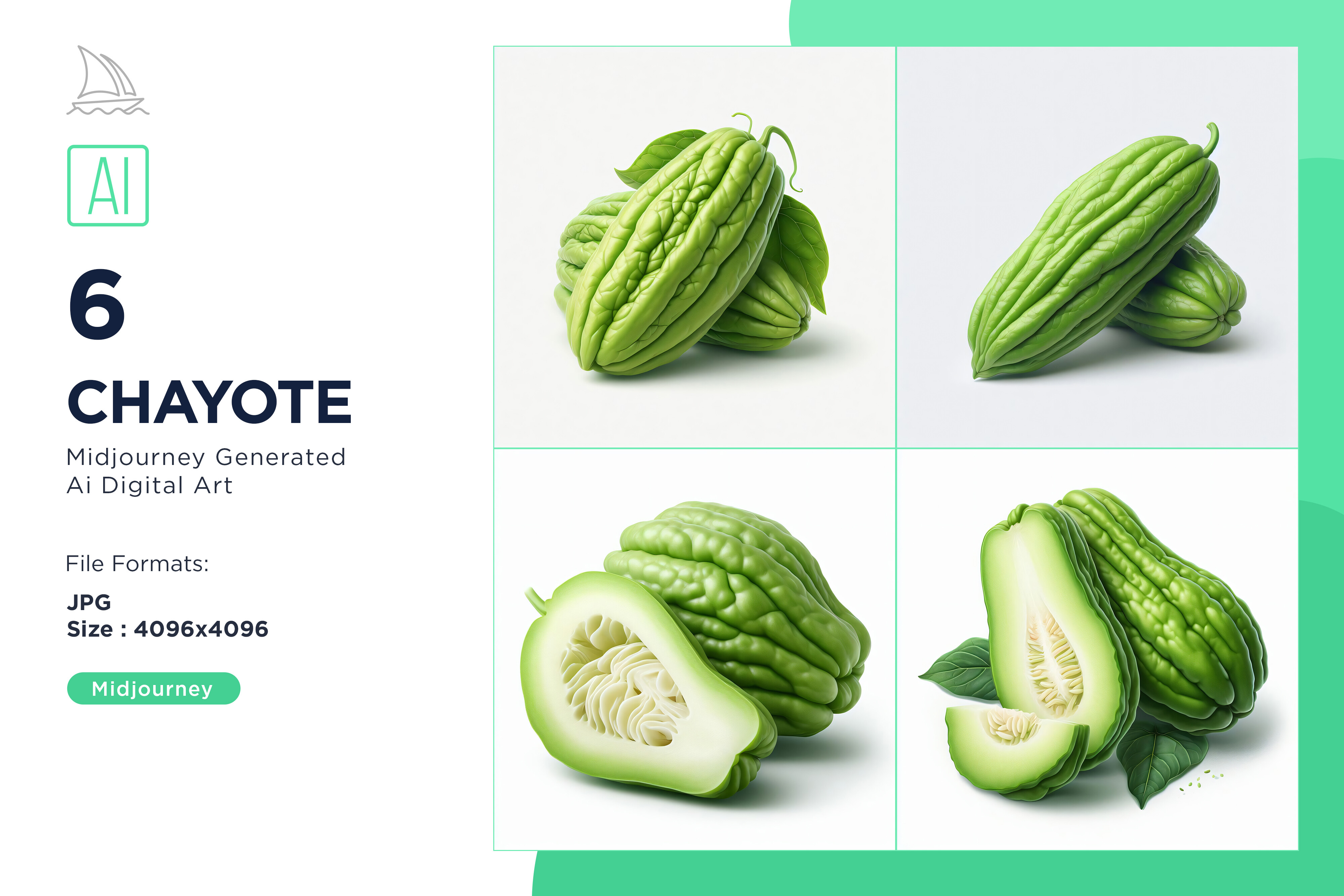 6 Chayote Vegetable on White Background Graphic by Microstock ...