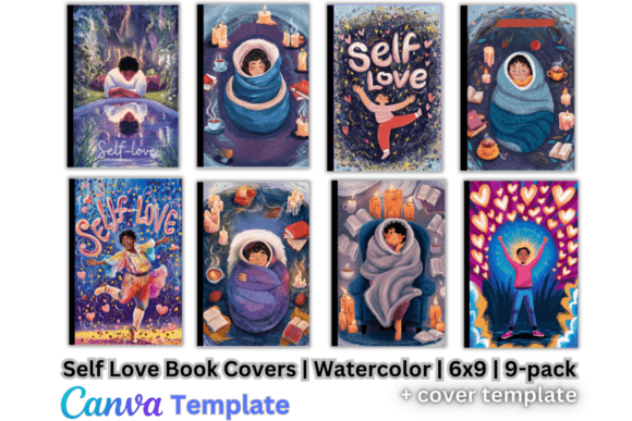 Nine self love book cover Canva templates