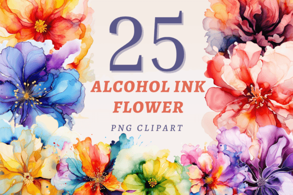 Alcohol Ink Flower PNG Bundle Graphic by SapphireDreamscape · Creative ...