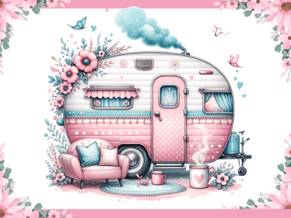Coquette glamping pink Cute trailer