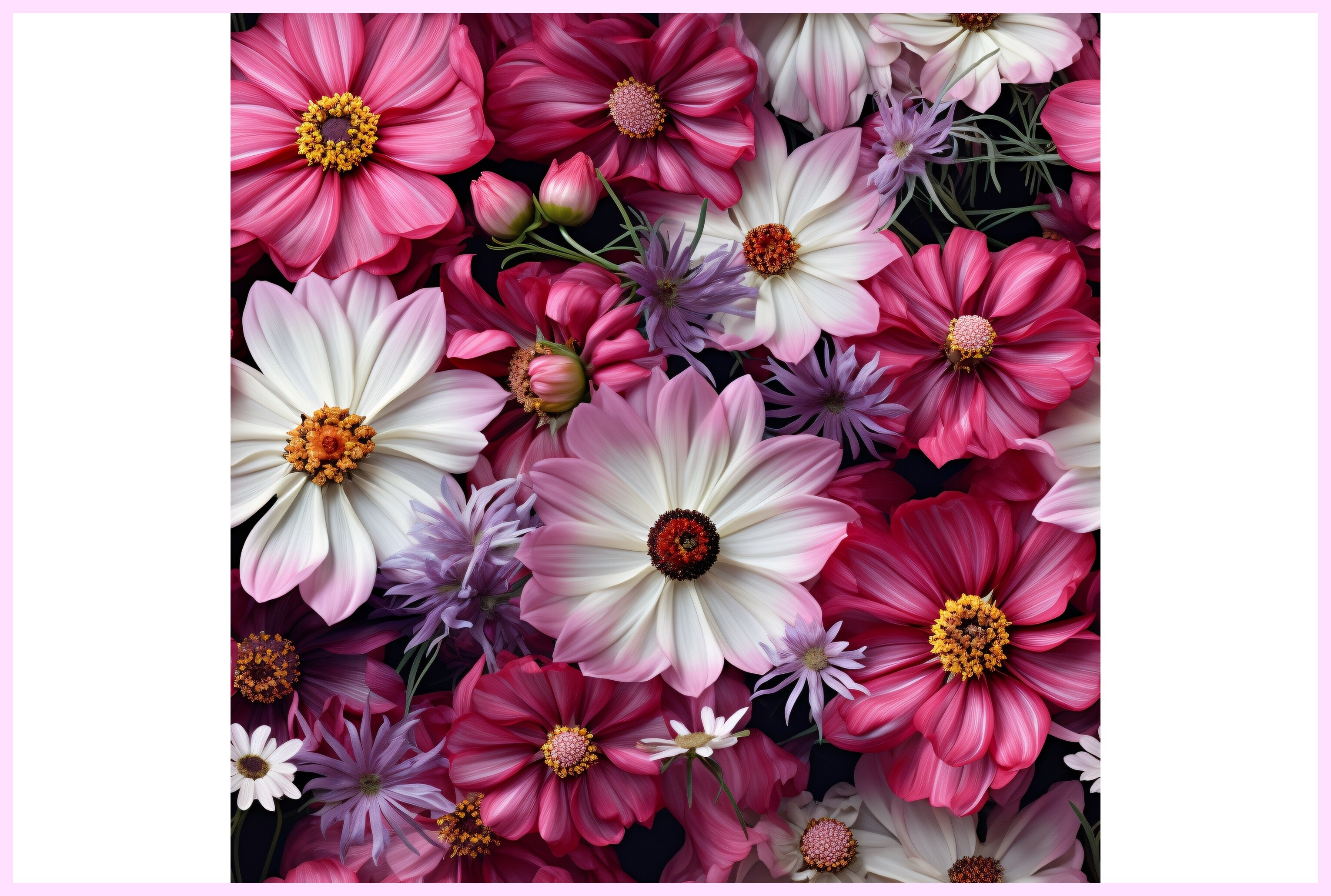 Cosmos Flowers Seamless Pattern Graphic by Forhadx5 · Creative Fabrica